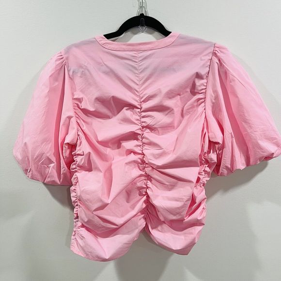 Walter Baker XS Ruched Janet Top Pink Button Cotton Poplin $158 W53468 Easter - Picture 9 of 14